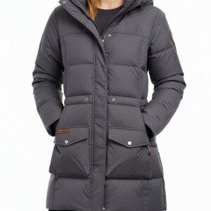 COLUMBIA Women's (S) Gray Puffer Jacket Hooded Parka Omni-Heat, Warm Winter Coat